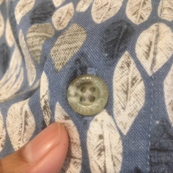Columbia Vintage Leaf Print Button Up Short Sleeve Shirt Linen Rayon Blend XL - Picture 4 of 5